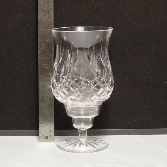 Vintage Crystal Hurricane Lamp Candle Holder Diamond/Pineapple Pattern - Picture 1 of 2
